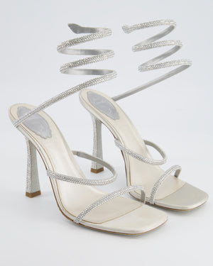 Rene Caovilla Silver Cleo Wrap-Around Crystal Embellished  Heel Size EU 41 RRP £950