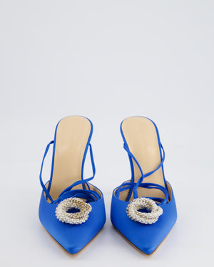 Magda Butrym Blue Silk Satin Heels Size EU 40.5