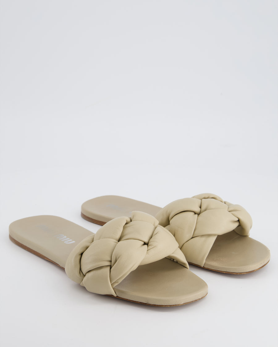 Miu Miu Beige Padded Leather Quilted Sandals Size EU 40