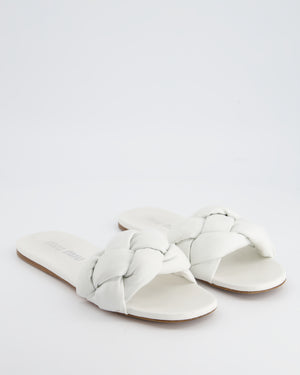Miu Miu White Leather Quilted Sandals Size EU 40