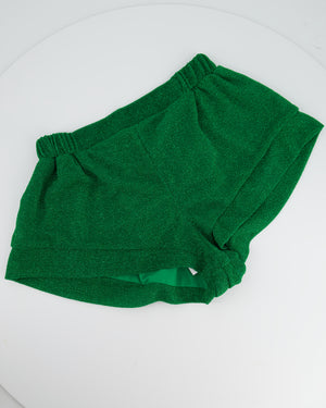 Oséree Green Lumière Lurex Shorts with Elasticized Waistband Size M (UK 10)