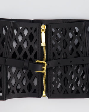 Christian Dior Black Leather Corset Laser Cut Belt Size (S) 65cm