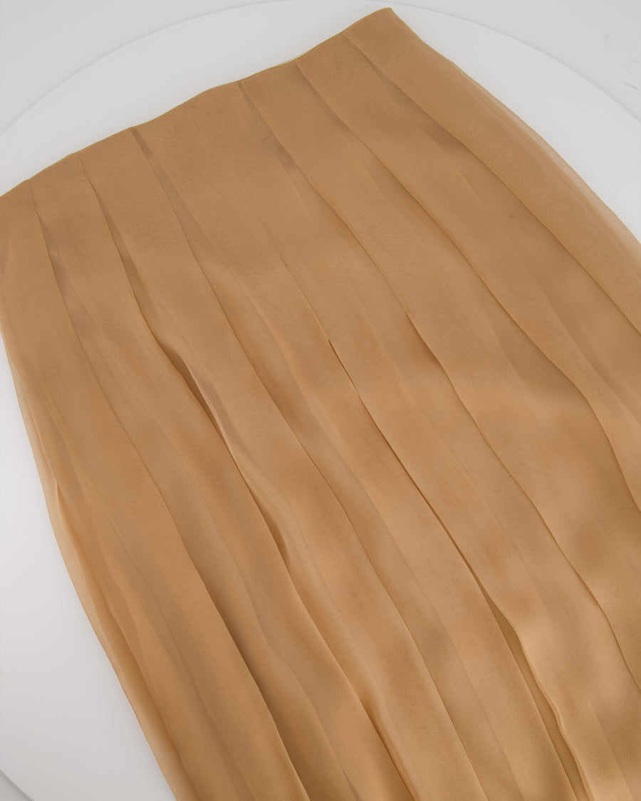 Gucci Beige Silk Pleated Midi Skirt Size IT 40 (UK 8)