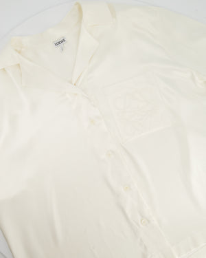 Loewe White Silk Anagram-Detail Pyjama Shirt and Trouser Set Size IT 38 (UK 6) RRP Blouse £1200, RRP Trousers £1100
