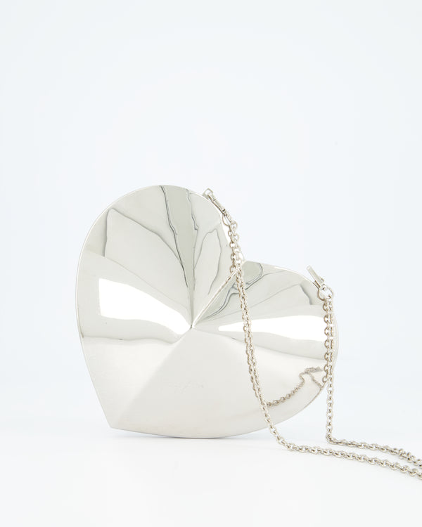 *HOT PRODUCT* Alaia Le Coeur Silver Heart-Shaped Leather Cross-Body Bag RRP £2560