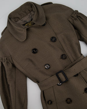 Burberry Prorsum Brown Cropped Sleeve Trench Coat IT 40 (UK 8)