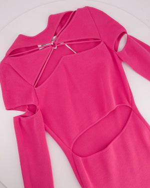 Mach & Mach Pink Crystal Heart Embellished Maxi Dress Size L (UK 12)