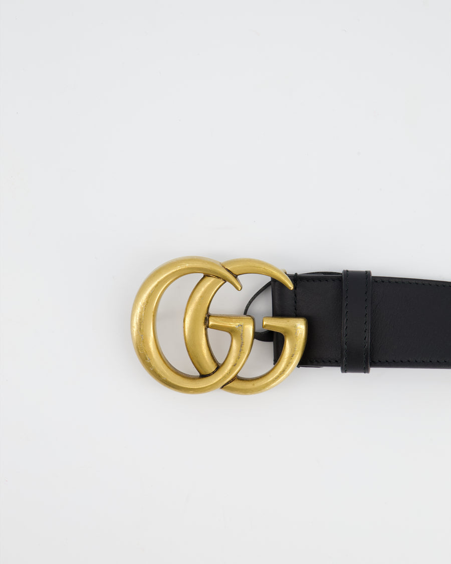 Gucci Black GG Logo Marmont Leather Belt Size 130cm RRP £380