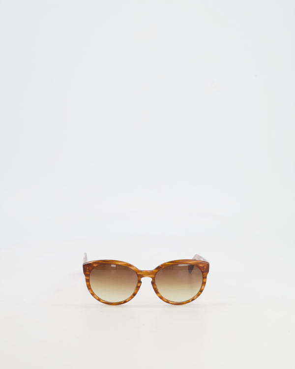 Dita Brown Wood-Effect Round Sunglasses