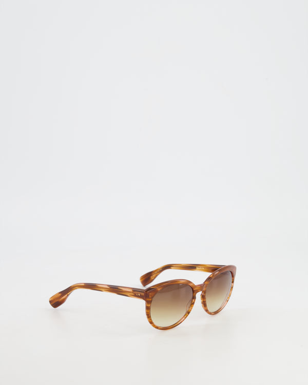 Dita Brown Wood-Effect Round Sunglasses