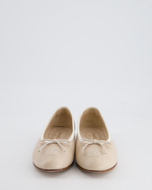 Chanel Nude Pink Leather Ballerina Flats with CC Logo Detail Size EU 36.5