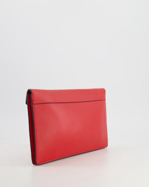 Céline Red Leather and Suede Envelope Pouch Bag with Silver Hardware