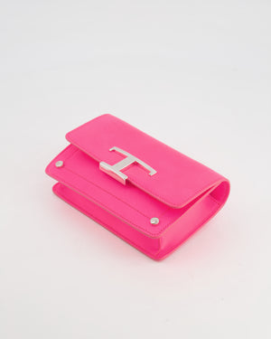 Tod's Neon Pink Small Leather Belt Bag with Silver Hardware