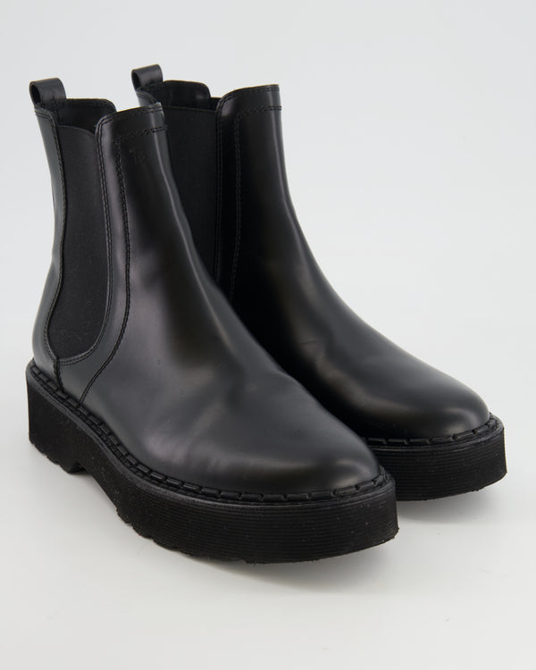 Tod's Black Leather Chelsea Boots Size EU 39.5 RRP £700