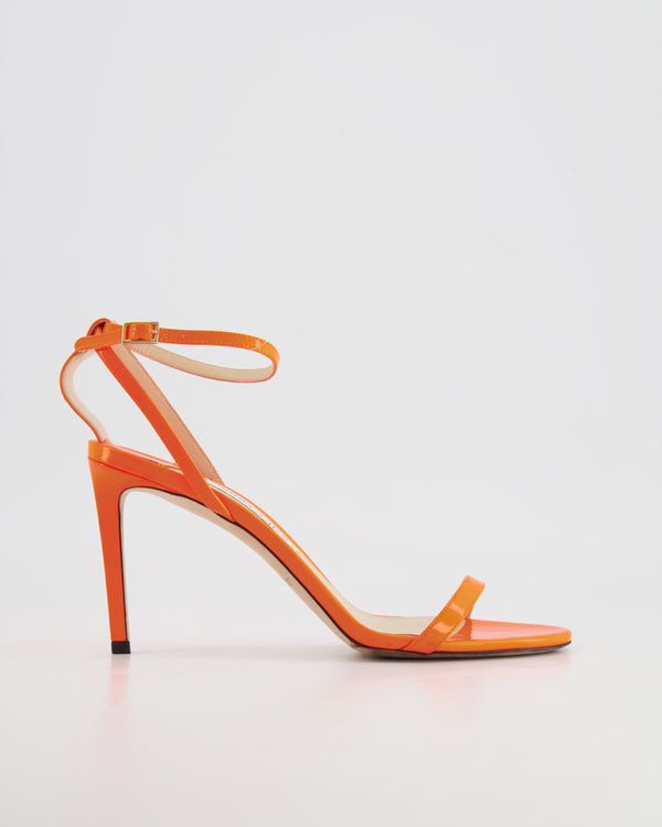 Jimmy Choo Neon Orange Ankle-Strap Heeled Sandals Size EU 40