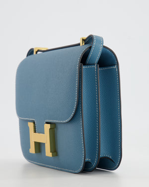 *RARE* Hermès Constance III Mini 18cm Bag in Bleu Jean Epsom Leather with Gold Hardware