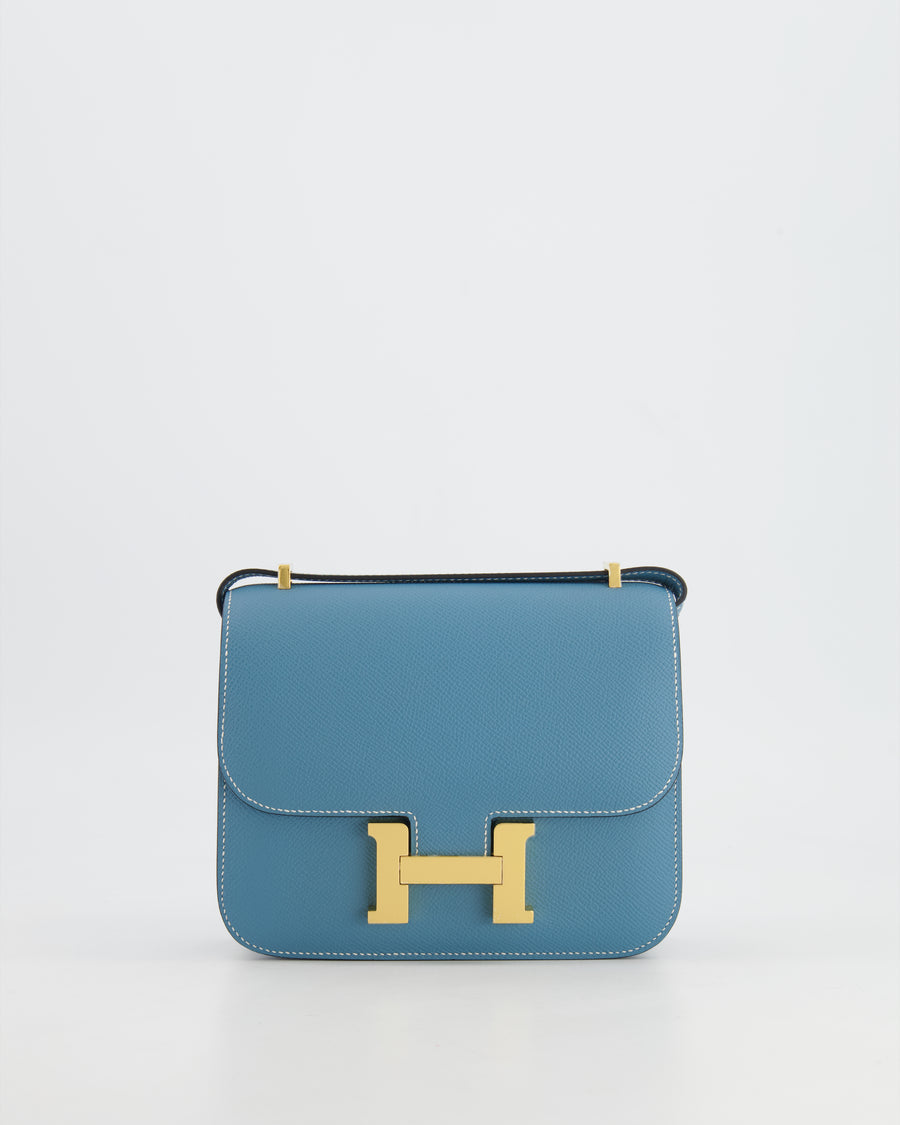 *RARE* Hermès Constance III Mini 18cm Bag in Bleu Jean Epsom Leather with Gold Hardware