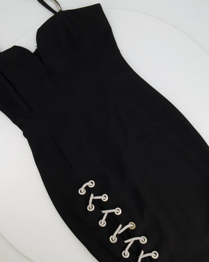 Lallier Black Mini Dress with Crystal Embellishments Size XS (UK 6)