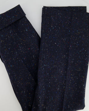 Alexandre Vauthier Navy Tweed Wool Palazzo Pants Size FR 36 (UK 8) RRP £860