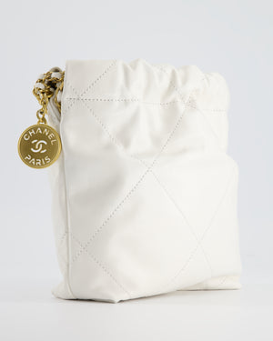 *HOT* Chanel Mini 22 Bag in White Calfskin with Gold Hardware