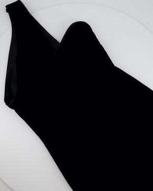 Saint Laurent Black One-Shoulder Velvet Mini Dress FR 38 (UK 10)