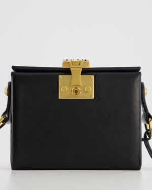 Christian Dior Black Leather Dior Addict Box with Antique Gold Hardware