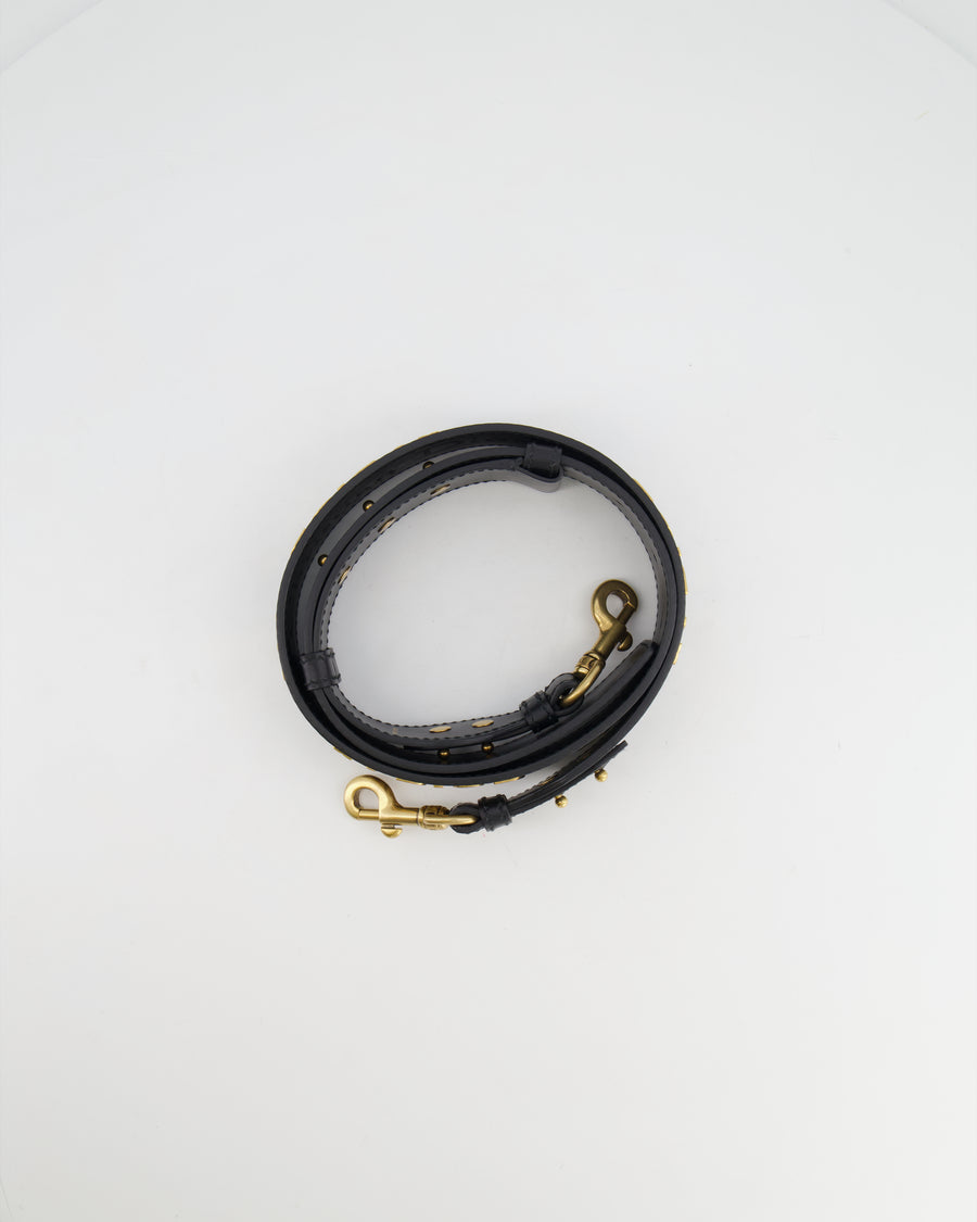 Christian Dior Black Leather J'Adior Bag Strap with Antique Gold Hardware