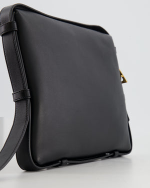 Bottega Veneta Black Leather Triangle Top Handle Bag with Gold Hardware