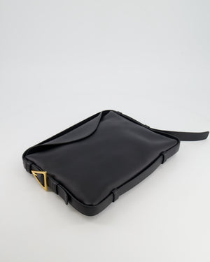 Bottega Veneta Black Leather Triangle Top Handle Bag with Gold Hardware