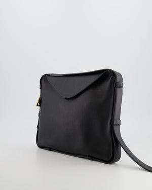 Bottega Veneta Black Leather Triangle Top Handle Bag with Gold Hardware