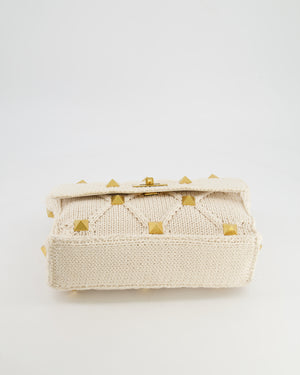 *LIMITED EDITION* Valentino Cream Knit Roman Stud Large Bag with Gold Hardware RRP £2,750
