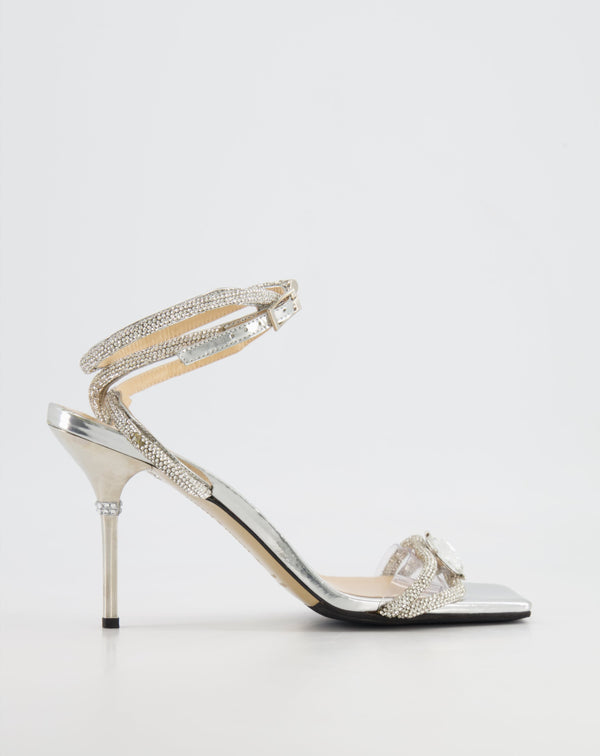 Mach & Mach Silver Crystal Embellished Ankle Strap Sandals Size EU 39 RRP £850