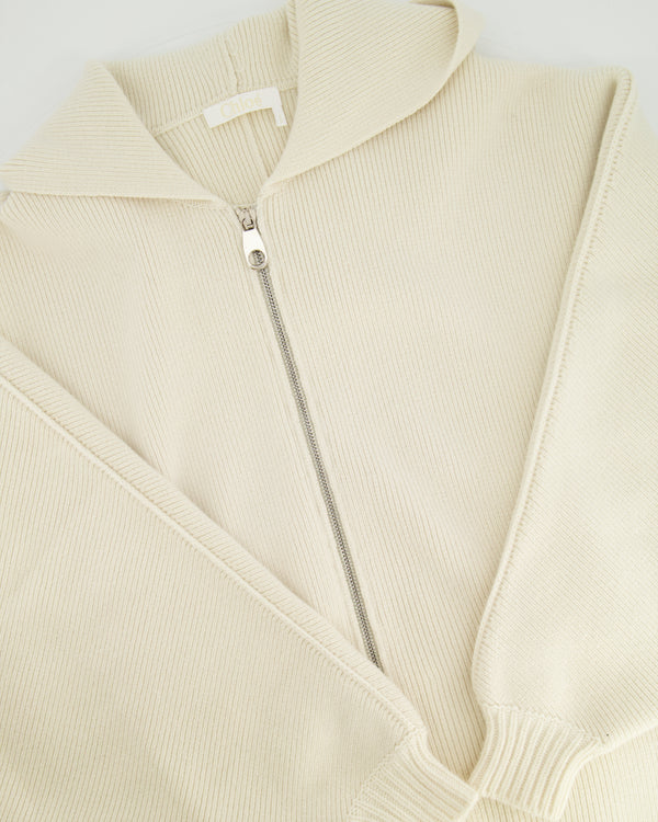 Chloé Cream Cashmere and Wool Hooded Zipped Jumper Size S (UK 8)