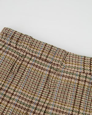 Miu Miu Brown Wool Tartan Pleated Micro Skirt Size IT 40 (UK 8) RRP £1,190