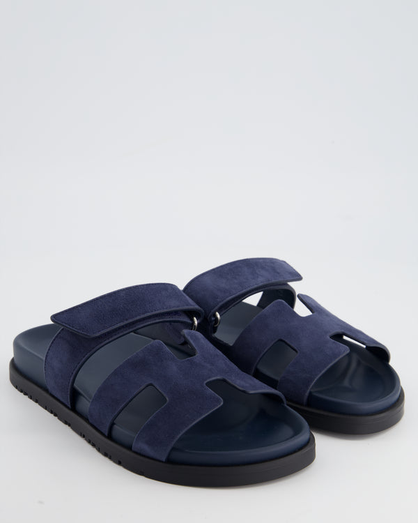 Hermès Navy Suede Chypre Sandals Size EU 36