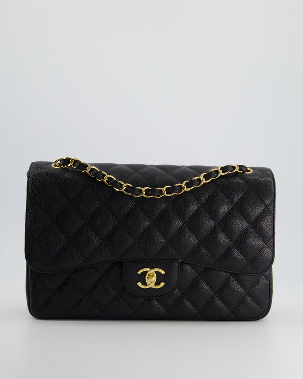 *AMAZING CONDITION* Chanel Black Jumbo Classic Double Flap Bag in Caviar Leather with Gold Hardware RRP £9,240