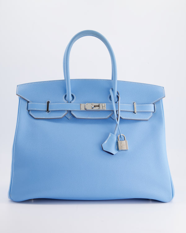 *HOT* Hermès Candy Birkin 35cm Retourne Bag Bleu Celeste, Mykonos Epsom Leather with Palladium Hardware