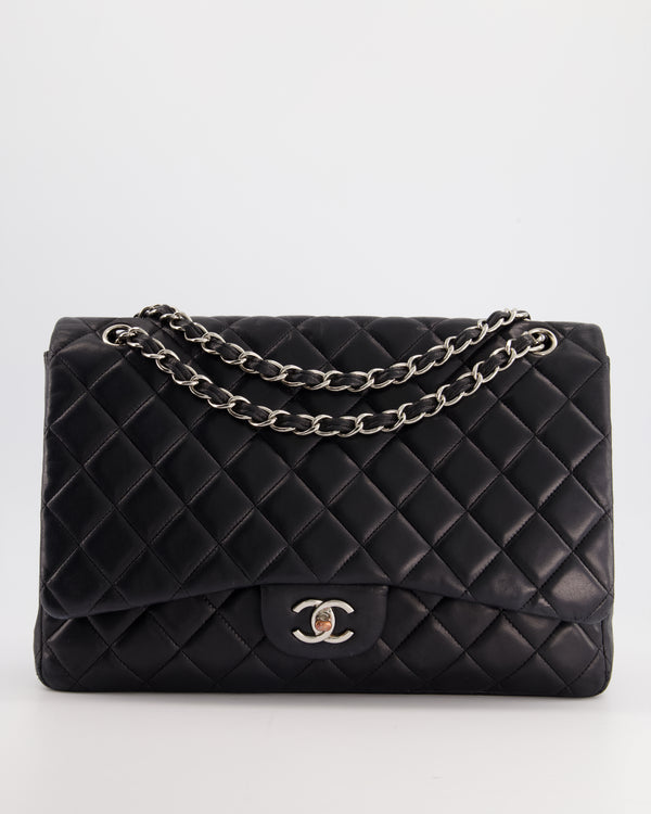 *FIRE PRICE* Chanel Black Classic Maxi Single Flap Bag in Lambskin Leather with Silver Hardware RRP £9,760