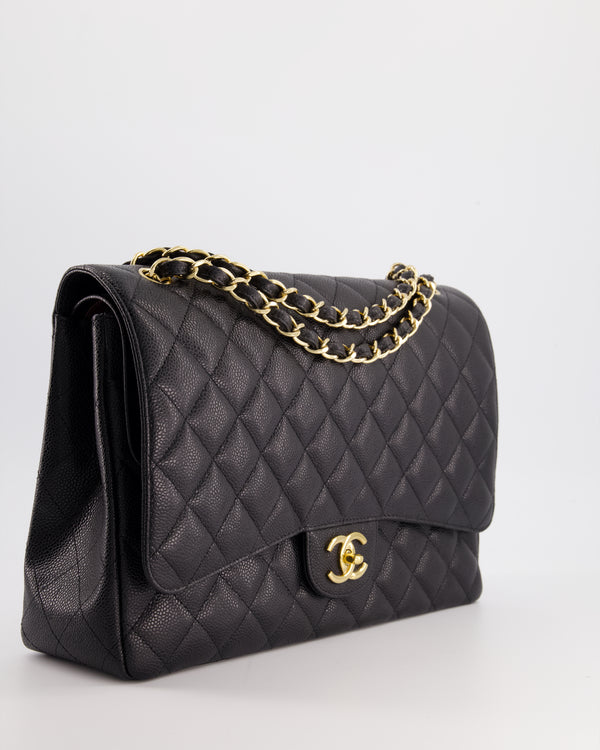 *AMAZING CONDITION* Chanel Black Classic Maxi Double Flap Bag in Caviar Leather and Gold Hardware RRP £9,760