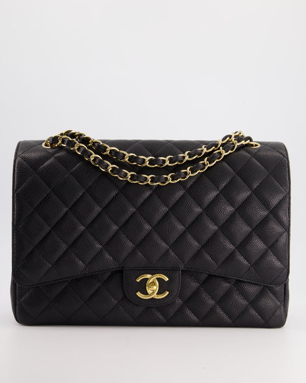 *AMAZING CONDITION* Chanel Black Classic Maxi Double Flap Bag in Caviar Leather and Gold Hardware RRP £9,760