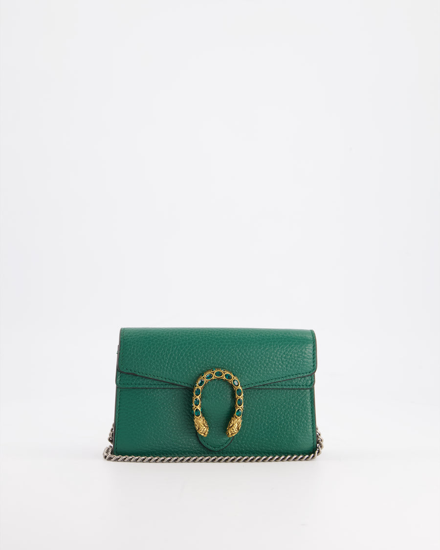 Gucci Green Dionysus Mini Shoulder Clutch Bag with Gold Hardware Sellier