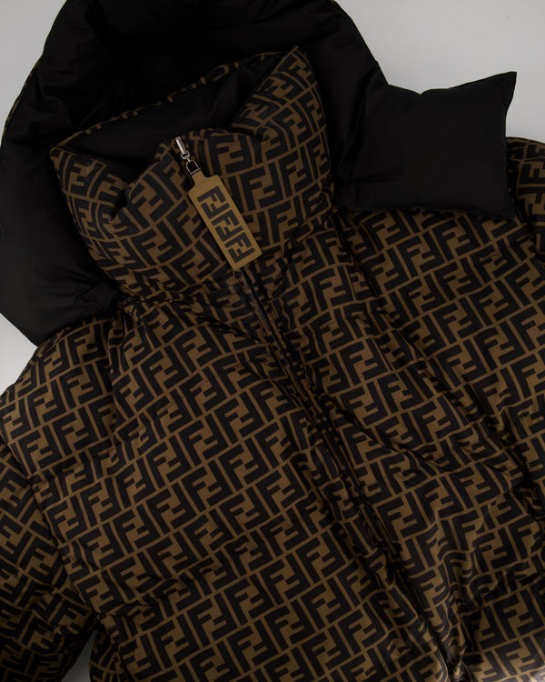 Fendi Black, Brown Monogram Reversible Down Jacket Size S (UK 8)