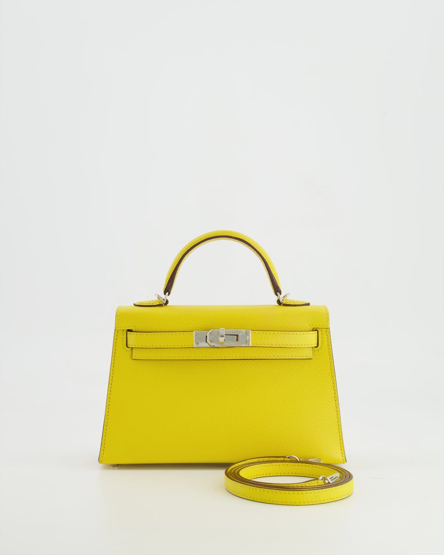 Hermès Mini Kelly II 20cm Bag in Jaune de Naples Epsom Leather with Palladium Hardware