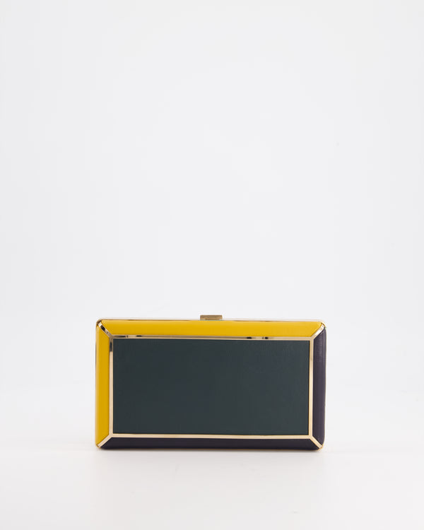 Gabriela Hearst Navy, Yellow and Green Clutch Bag In Calf Leather and Gold Hardware&nbsp;