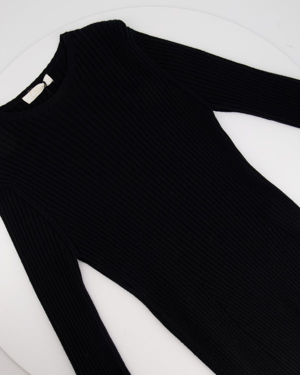 Chloè Black Maxi Ribbed Long-Sleeved Dress Size M (UK 10)