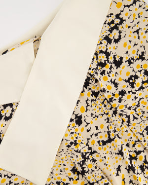 Céline Cream, Black and Orange Midi Skirt with Floral Pattern Detail Size FR 38 (UK 10)