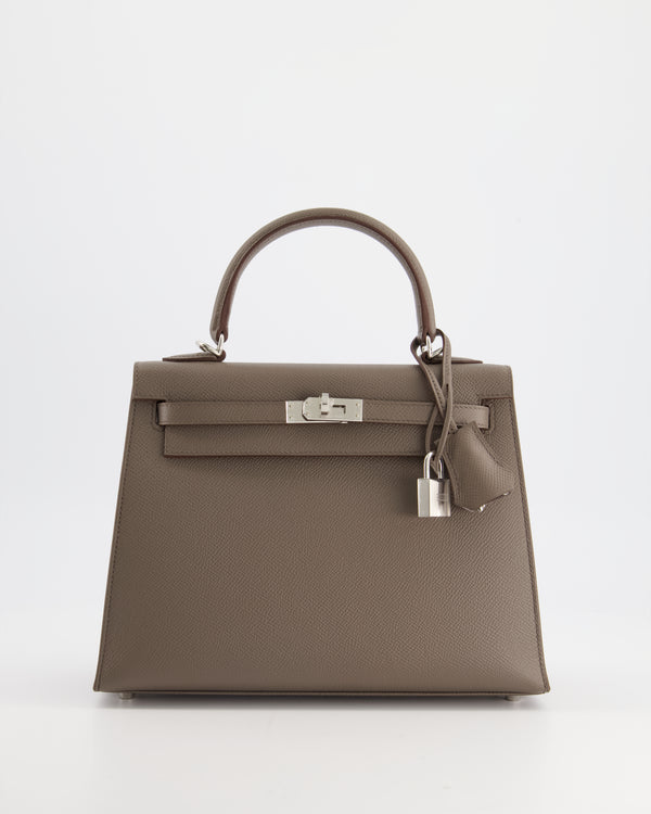 *RARE* Hermès Kelly Sellier Bag 25cm in Gris Etain Epsom Leather with Palladium Hardware