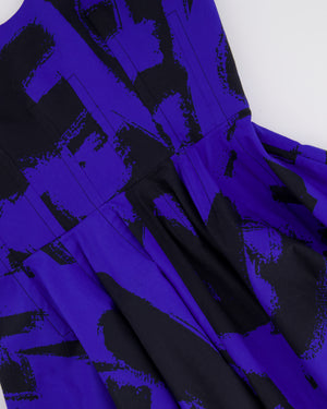 Alexander McQueen Blue and Black Graffiti Printed Sleeveless Mini Dress Size IT 36 (UK 4)