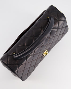 Chanel Black Vintage Kelly Bag in Lambskin Leather with 24K Gold Hardware