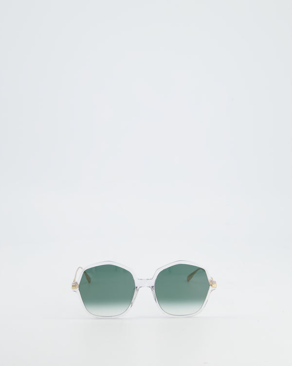 Christian Dior Octagonal Sunglasses with Green Lens and Champagne Gold Hardware
